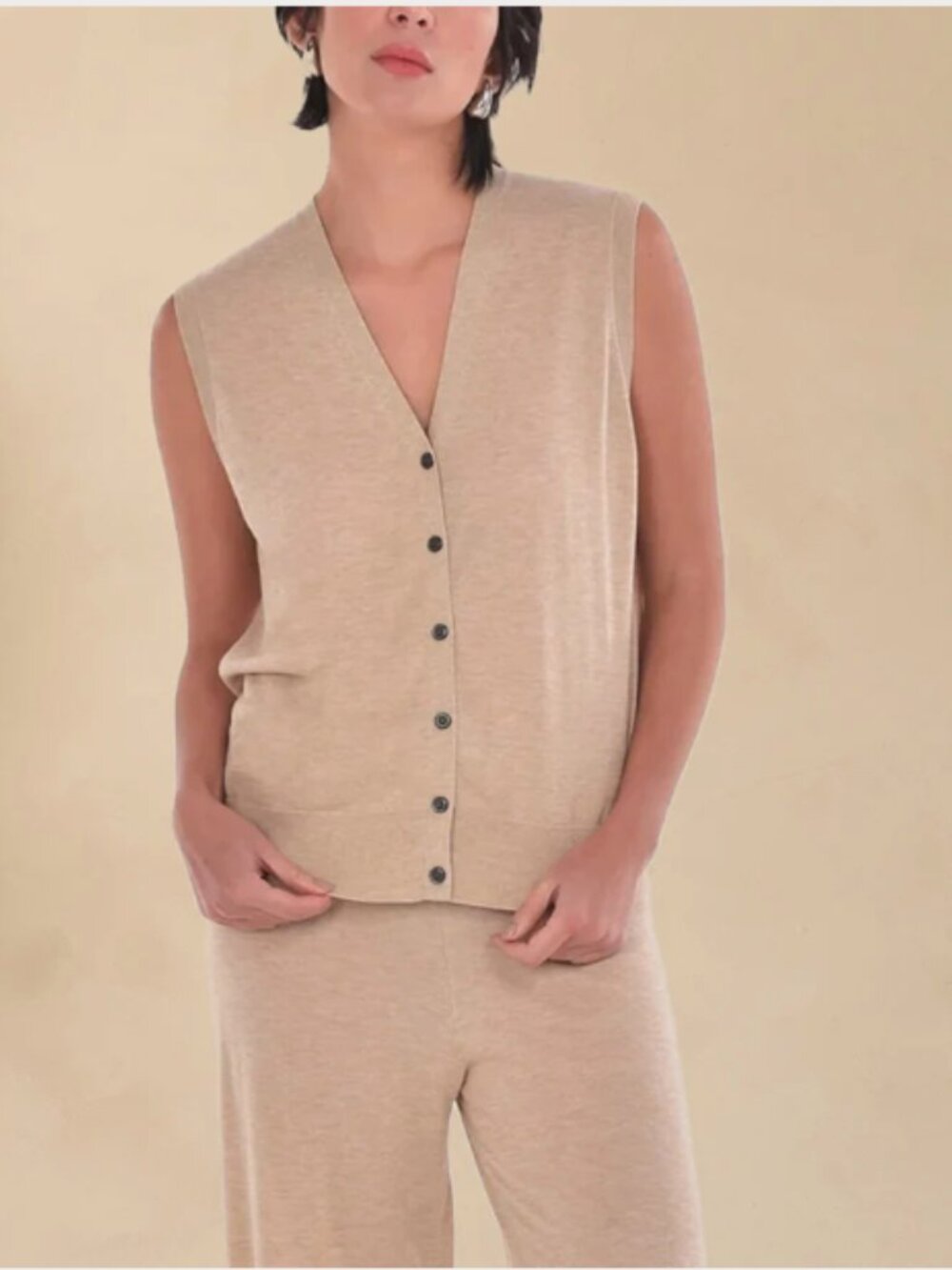 Paper Label NWT wool Blend vest Beige XL